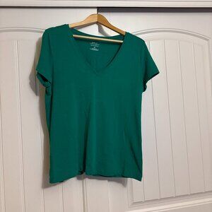 Banana Republic Factory Timeless Tee Large Green Short Sleeve T Shirt V Neck